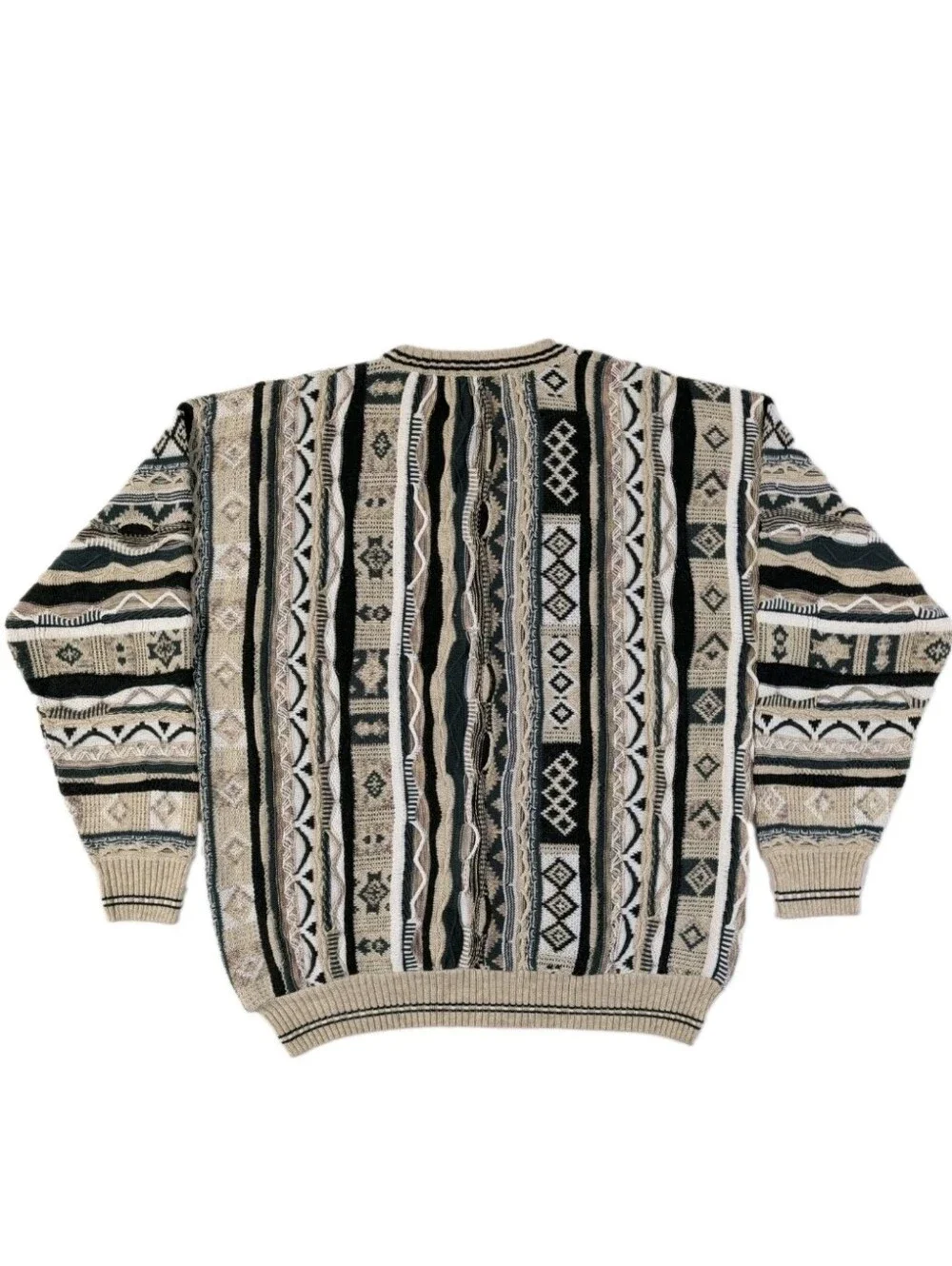 Vintage Florence Tricot 3D Knit Sweater Mens L Geometric Coogi Style Textured